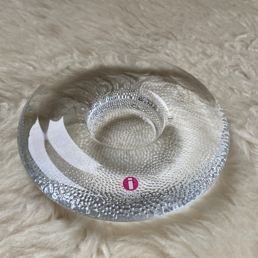 iitala Finland Nappi Glass Candle Holder Round Markku Salo